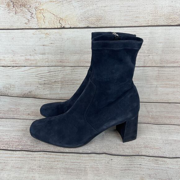Aquatalia Drusilla Womens Sz 11 Ankle Boots Booties Navy Blue Suede Zip - Picture 6 of 10